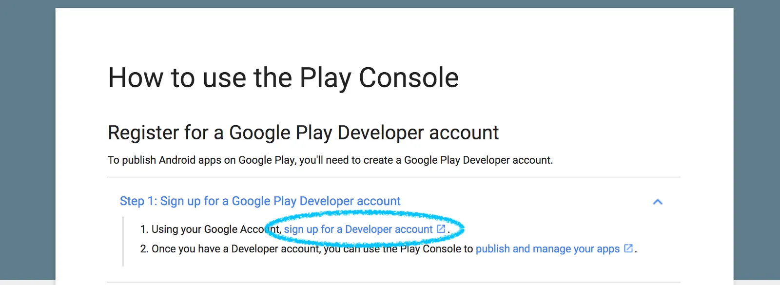 Google Play sign-up