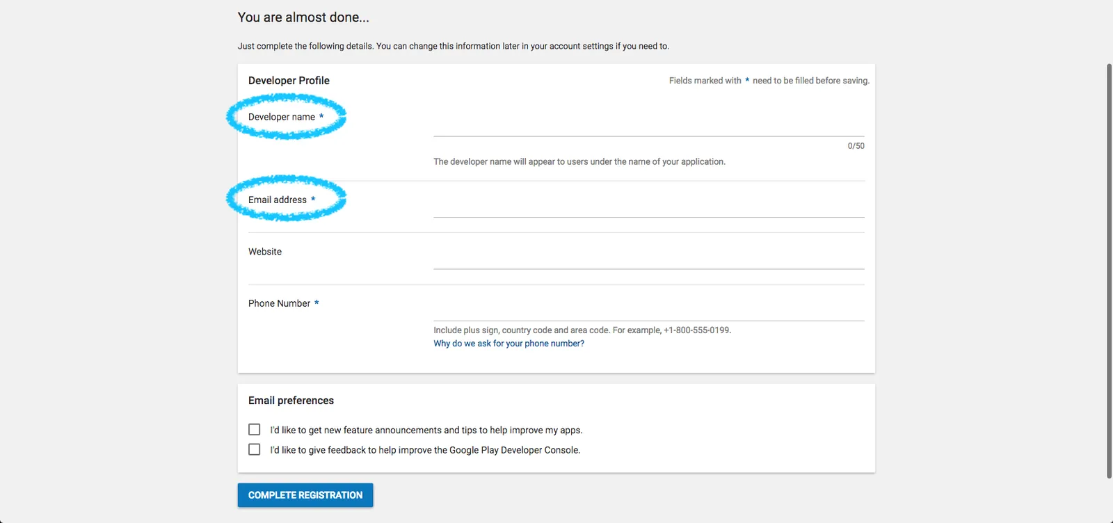 Account details