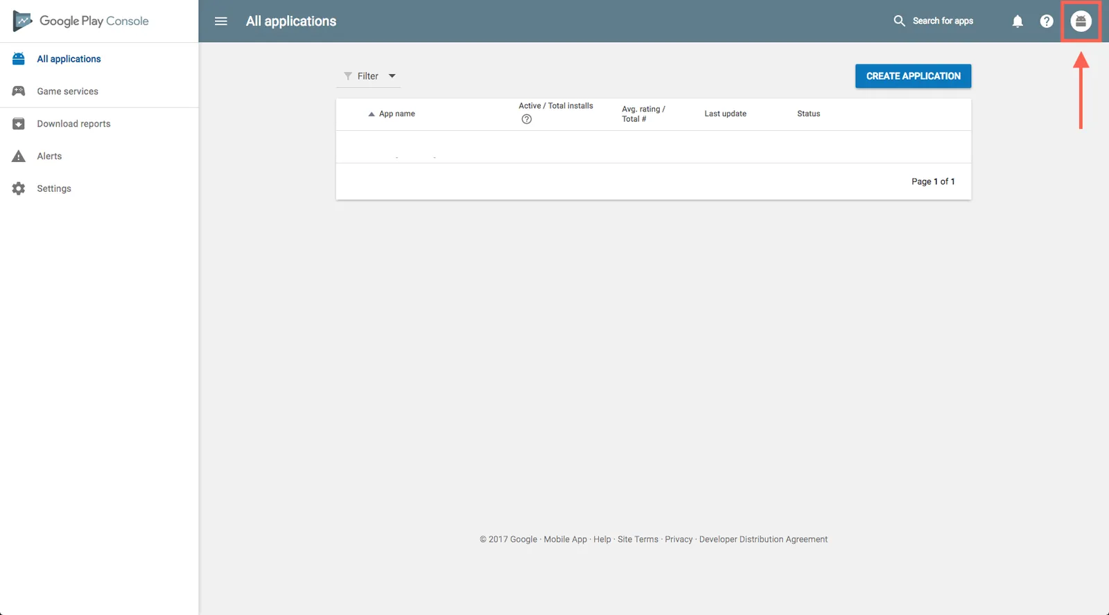 Account menu