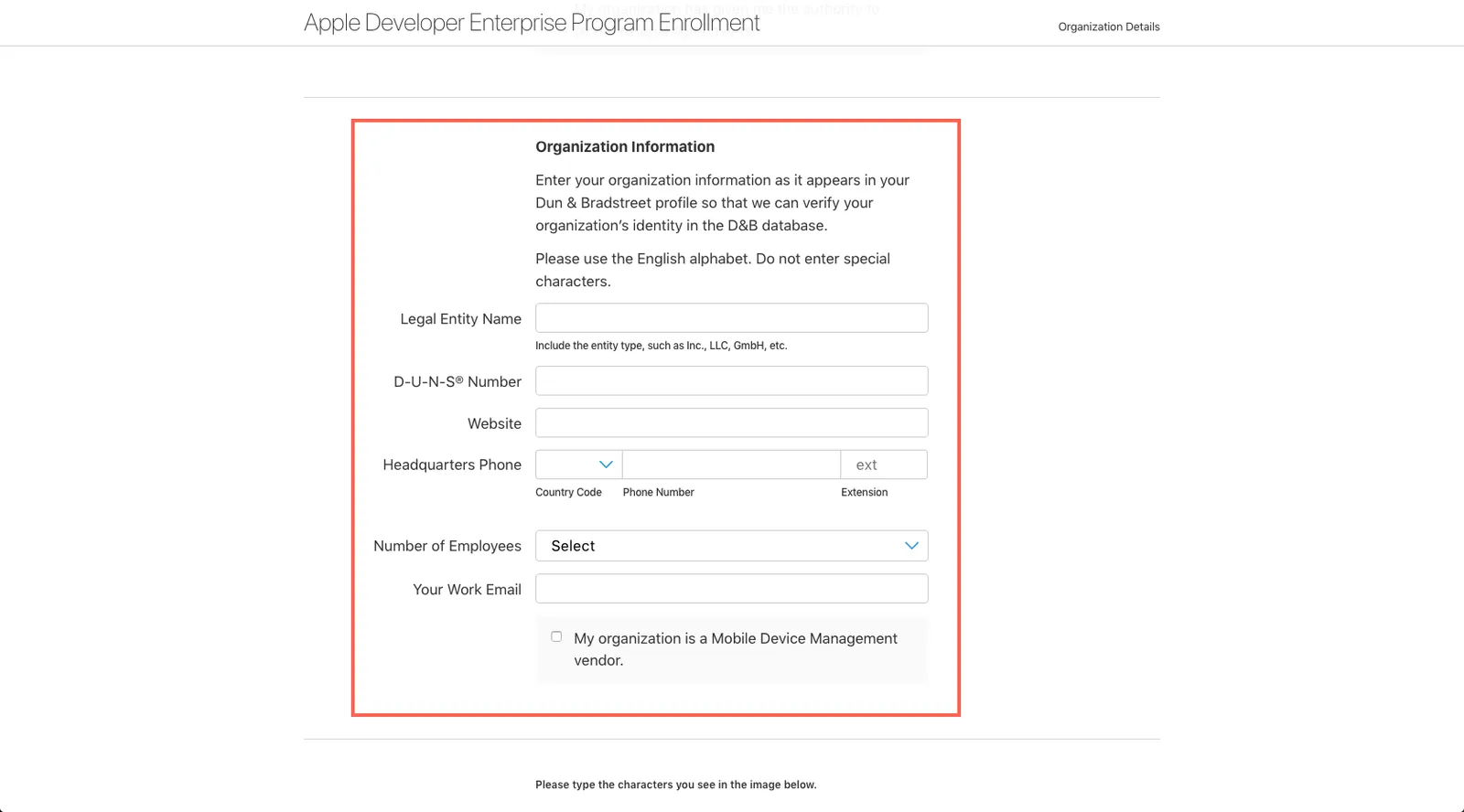 Organization information