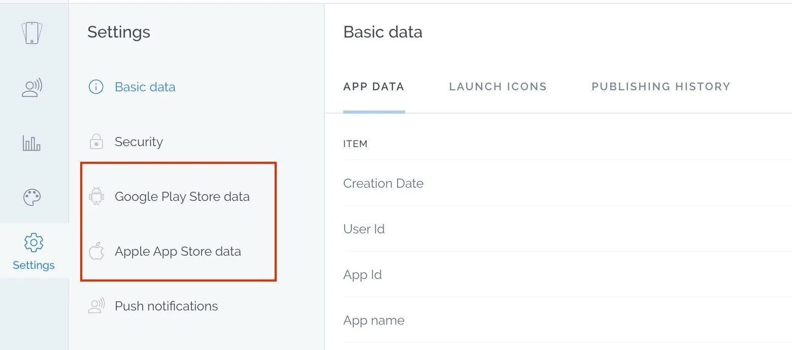 Publishing Info in the App Dashboard