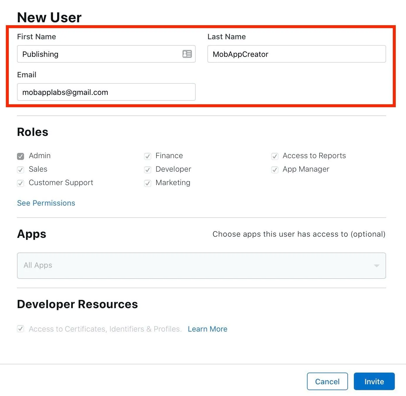 New user details