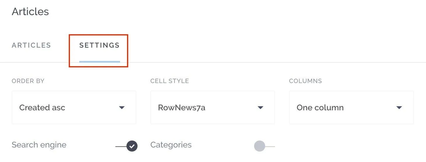 Cell Style and Columns settings