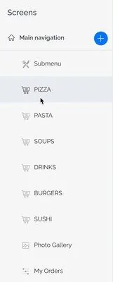 Screens inside the submenu