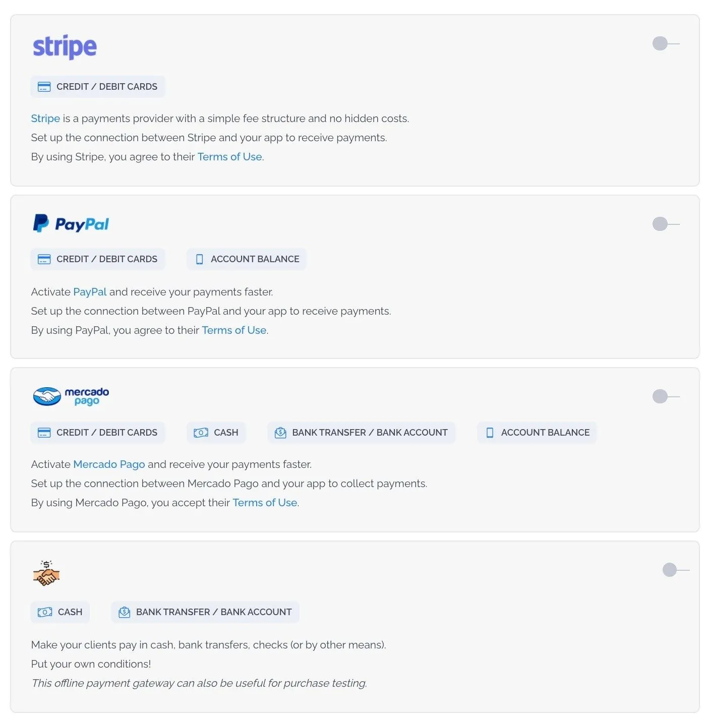 eCommerce settings