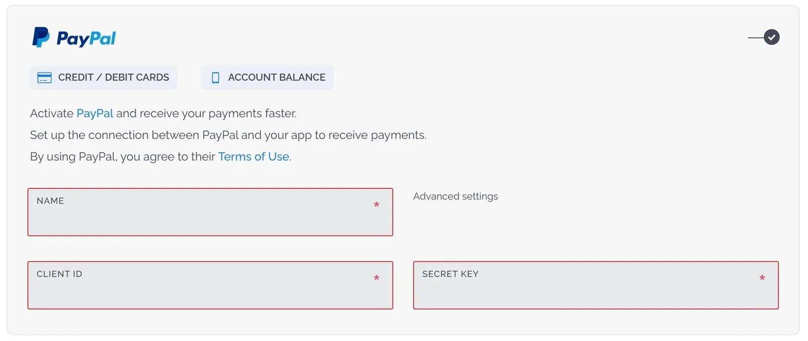 PayPal integration