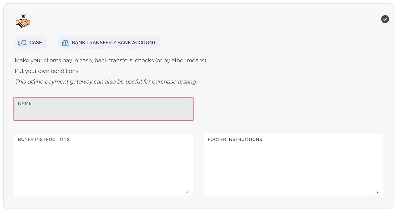 Offline payment instructions