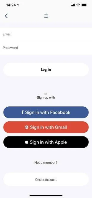 Sign-in screen in an app