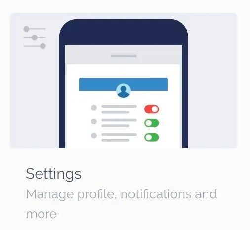 Settings screen in the library