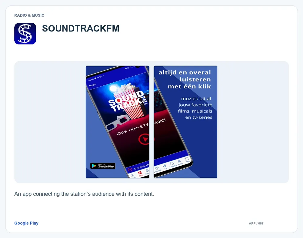 SOUNDTRACKFM: An app connecting the station’s audience with its content.